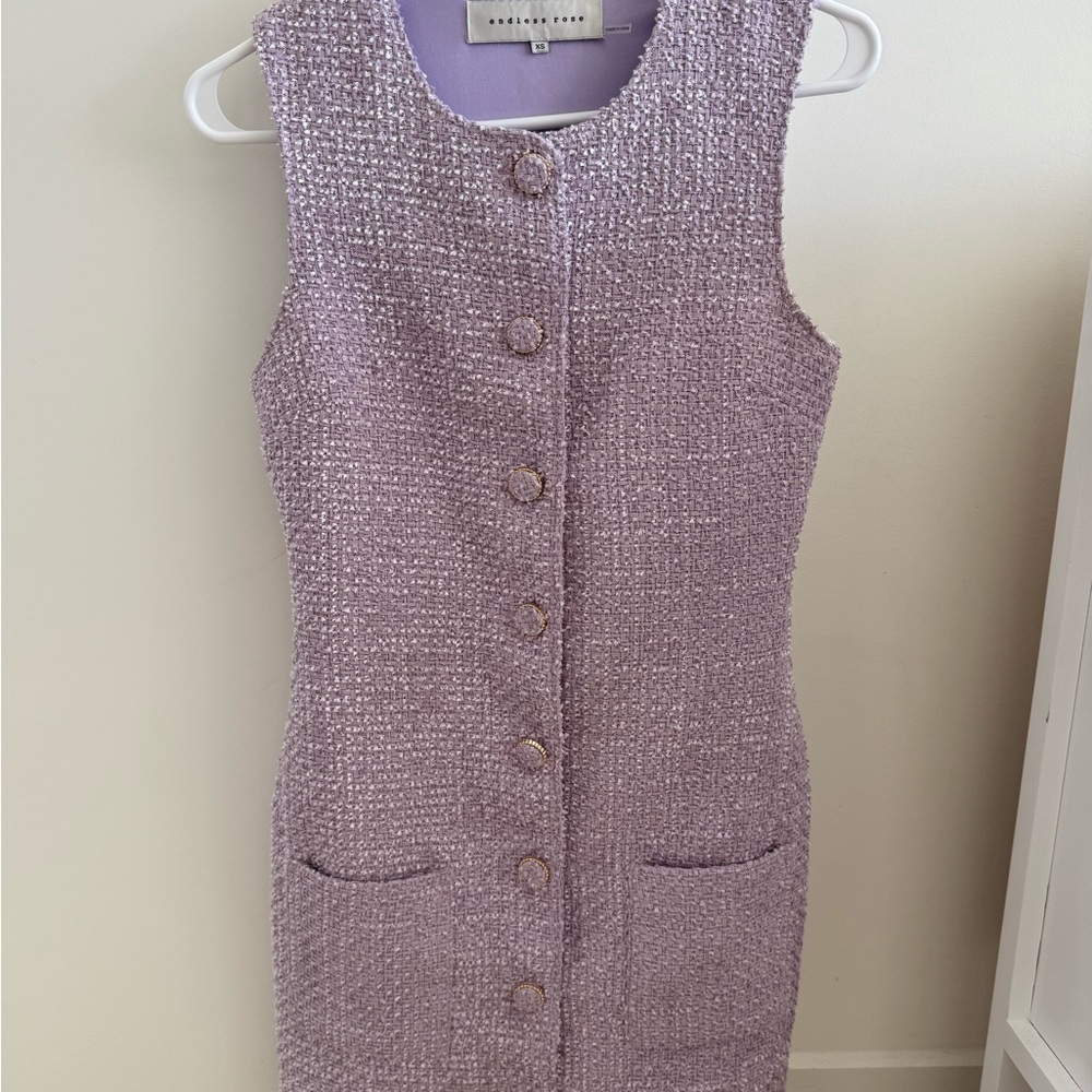 Endless Rose Lavender Tweed Mini Dress